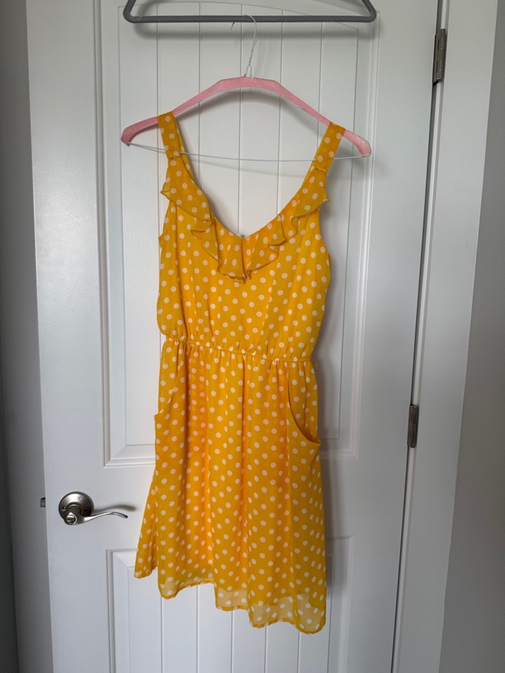 Maurices Yellow Polka Dot Ruffle Sundress